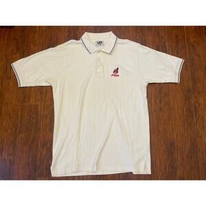 Vintage Cleveland Indians Polo Shirt Adult L/XL White Short Sleeve Baseball 90s